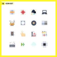 Set of 16 Vector Flat Colors on Grid for drum hardware discount gadget computers Editable Pack of Creative Vector Design Elements