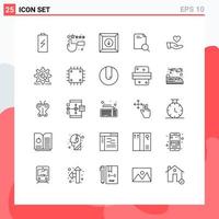 Universal Icon Symbols Group of 25 Modern Lines of giving charity box document research Editable Vector Design Elements