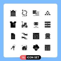 16 Creative Icons Modern Signs and Symbols of clothes gold bar convert gold strip Editable Vector Design Elements