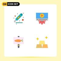 Set of 4 Modern UI Icons Symbols Signs for cut board office play easter Editable Vector Design Elements