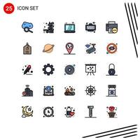 Set of 25 Modern UI Icons Symbols Signs for devices watch computer time minute Editable Vector Design Elements