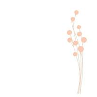 Minimal style. Dry Flowers. Minimum invitation card. Vector stock illustration. Isolated on a white background.