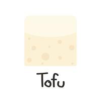 vector de tofu blanco. estilo de dibujos animados de tofu aislado sobre fondo blanco. nutrición vegetariana, comida saludable.