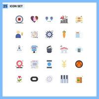 Universal Icon Symbols Group of 25 Modern Flat Colors of band graph love money business Editable Vector Design Elements