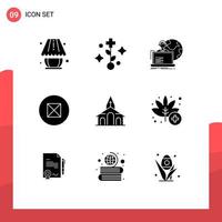 Set of 9 Modern UI Icons Symbols Signs for church building outsourcing symbols ancient Editable Vector Design Elements