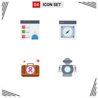 Set of 4 Modern UI Icons Symbols Signs for app web develop compass kit Editable Vector Design Elements