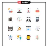 Pictogram Set of 16 Simple Flat Colors of building wifi siren security toddler Editable Pack of Creative Vector Design Elements