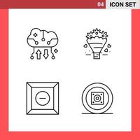 4 Icon Pack Line Style Outline Symbols on White Background Simple Signs for general designing Creative Black Icon vector background