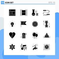 moderno 16 iconos de estilo sólido símbolos de glifo para uso general signo de icono sólido creativo aislado sobre fondo blanco paquete de 16 iconos fondo de vector de icono negro creativo