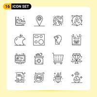 16 Creative Icons for Modern website design and responsive mobile apps 16 Outline Symbols Signs on White Background 16 Icon Pack Creative Black Icon vector background