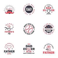 Happy Fathers Day vector hand lettering 9 Black and Pink Calligraphy illustration for greeting card festival poster etc Editable Vector Design Elements