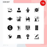 Set of 16 Modern UI Icons Symbols Signs for military grade pastor fan computer Editable Vector Design Elements