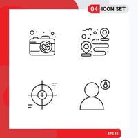 Modern Set of 4 Filledline Flat Colors Pictograph of camera reticle destination path target Editable Vector Design Elements