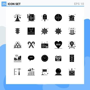 Pack of 25 Modern Solid Glyphs Signs and Symbols for Web Print Media such as symbols sign script equality kitchen Editable Vector Design Elements