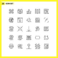 25 Thematic Vector Lines and Editable Symbols of setting mobile box seo education Editable Vector Design Elements