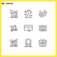 Outline Pack of 9 Universal Symbols of money cart coach shop ecommerce Editable Vector Design Elements