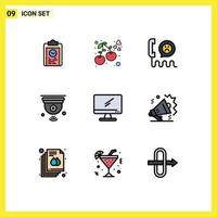 Filledline Flat Color Pack of 9 Universal Symbols of iot internet food camera phone Editable Vector Design Elements