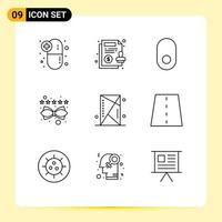 Modern Set of 9 Outlines Pictograph of games console apple rating management Editable Vector Design Elements
