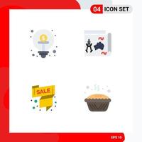 Set of 4 Vector Flat Icons on Grid for business news funding travel sale Editable Vector Design Elements