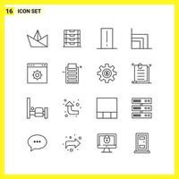 16 Icon Set Simple Line Symbols Outline Sign on White Background for Website Design Mobile Applications and Print Media Creative Black Icon vector background