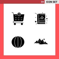 4 Icon Pack Solid Style Glyph Symbols on White Background Simple Signs for general designing Creative Black Icon vector background