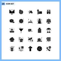 Modern Set of 25 Solid Glyphs and symbols such as summer video camera lifting recording digital camera Editable Vector Design Elements