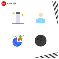 Pack of 4 Modern Flat Icons Signs and Symbols for Web Print Media such as magic world avatar profile ball Editable Vector Design Elements