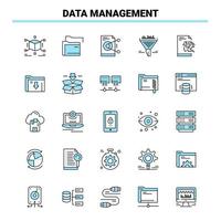 25 Data Management Black and Blue icon Set Creative Icon Design and logo template Creative Black Icon vector background
