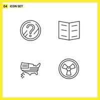 4 Universal Line Signs Symbols of question thanksgiving solution education biohazard Editable Vector Design Elements