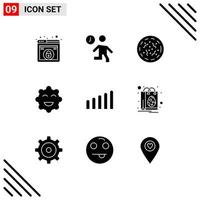 Set of 9 Modern UI Icons Symbols Signs for signal emojis time biscuits worm Editable Vector Design Elements