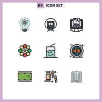 paquete de iconos de vector de stock de 9 signos y símbolos de línea para ramadán celebrar decoración de transporte elementos de diseño de vector editables por computadora