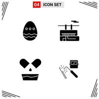 4 Icons Solid Style Grid Based Creative Glyph Symbols for Website Design Simple Solid Icon Signs Isolated on White Background 4 Icon Set Creative Black Icon vector background