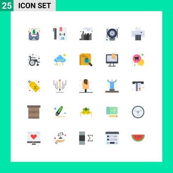 Pack of 25 creative Flat Colors of shredder device programming fan computer Editable Vector Design Elements