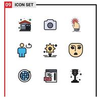 Pictogram Set of 9 Simple Filledline Flat Colors of loop body ui avatar on Editable Vector Design Elements