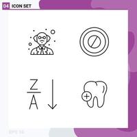 4 Universal Line Signs Symbols of person hospital medical alphabetical tooth Editable Vector Design Elements