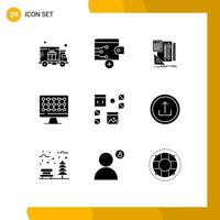 Group of 9 Solid Glyphs Signs and Symbols for page develop book design technology Editable Vector Design Elements