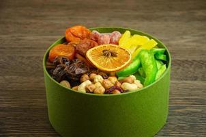 in the box nuts, dried fruits and candied fruits, a useful gift photo