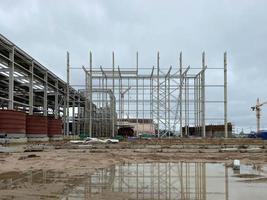 construction of a logistics center, modern construction of metal structures photo
