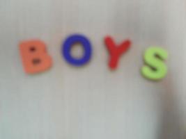 Blur photo of the alphabet that says boys