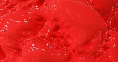Red bright beautiful flowing water, red-colored liquid like ketchup, tomato juice or blood. Abstract background photo