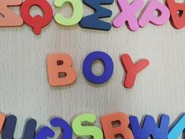 The arrangement of colorful letters that read BOYS photo