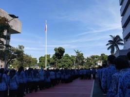 Jakarta, Indonesia November 29 2022 Photo of Indonesian civil servants participating in a flag ceremony