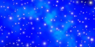 Dark BLUE vector background with small and big stars.