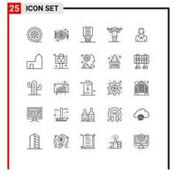 25 Universal Line Signs Symbols of actress physical scramble human activity Editable Vector Design Elements