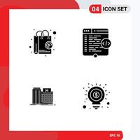 Set of 4 Modern UI Icons Symbols Signs for shop app hospital shopping website medical Editable Vector Design Elements