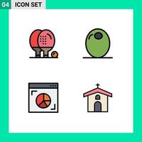 Pictogram Set of 4 Simple Filledline Flat Colors of activities browser game food internet Editable Vector Design Elements