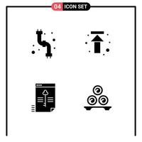 Pictogram Set of 4 Simple Solid Glyphs of mechanical secure plumbing up key Editable Vector Design Elements