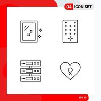 Creative Set of 4 Universal Outline Icons isolated on White Background vector