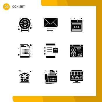 9 iconos creativos, signos y símbolos modernos de codificación de desarrollo, cifrado de aplicaciones web, elementos de diseño vectorial editables vector