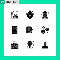 Modern Set of 9 Solid Glyphs and symbols such as report pack avatar grouts manager Editable Vector Design Elements